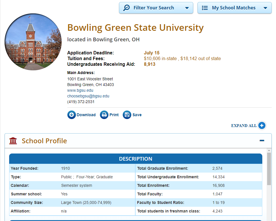 Bowling Green State University BGSU College Finder